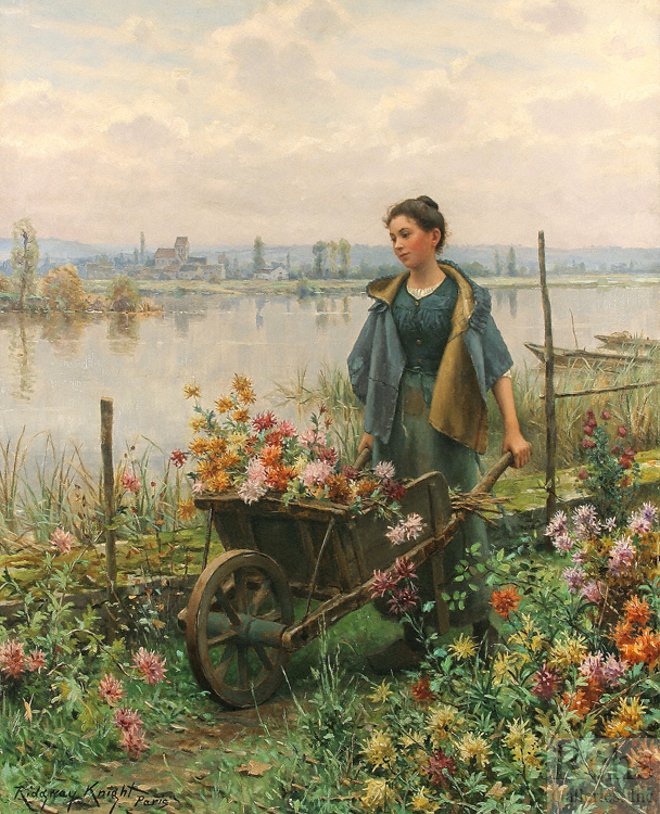 Daniel Ridgeway Knight Gathering Flowers